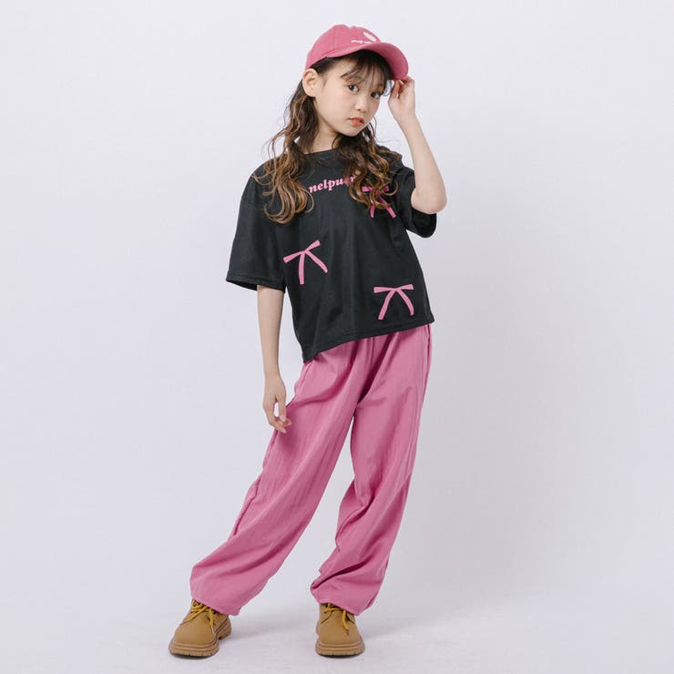 【2点セット】リボンプリントオーバーサイズTシャツ＋カラーストレートパンツ | URBAN CHERRY | 詳細画像22 
