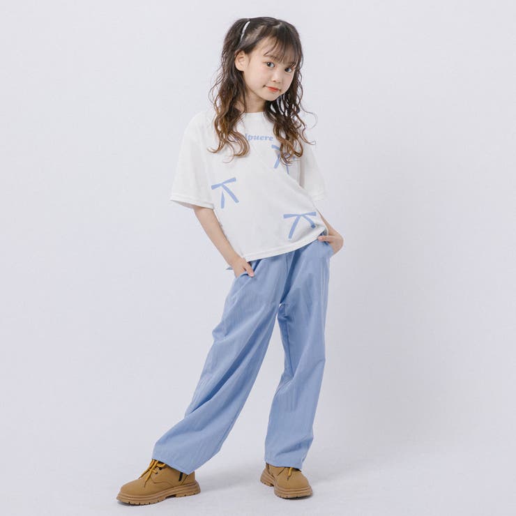 【2点セット】リボンプリントオーバーサイズTシャツ＋カラーストレートパンツ | URBAN CHERRY | 詳細画像25 