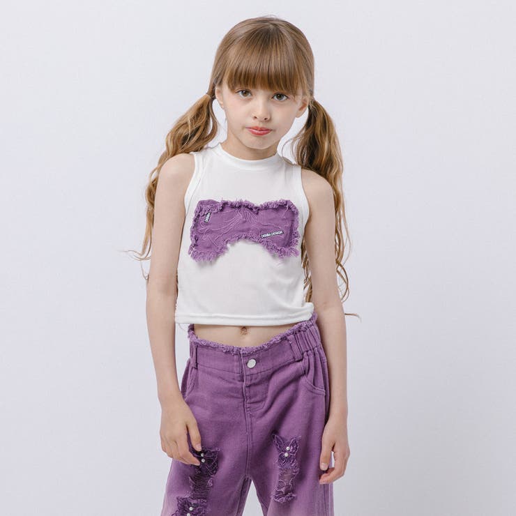 【2点セット】バタフライデザインタンクトップ＋グラデーションダメージデニムパンツ | URBAN CHERRY | 詳細画像13 