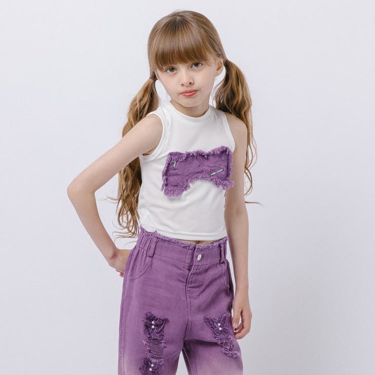 【2点セット】バタフライデザインタンクトップ＋グラデーションダメージデニムパンツ | URBAN CHERRY | 詳細画像14 