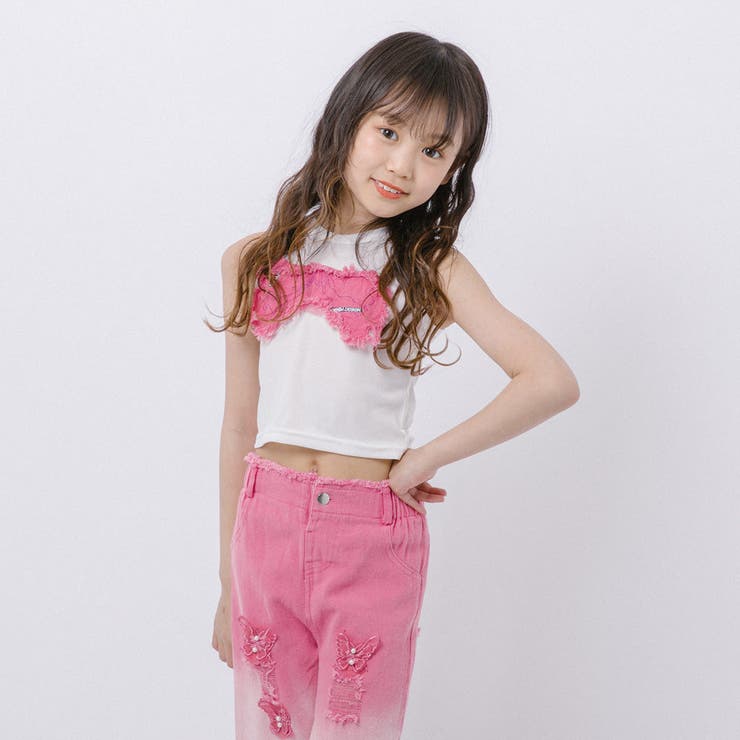 【2点セット】バタフライデザインタンクトップ＋グラデーションダメージデニムパンツ | URBAN CHERRY | 詳細画像16 