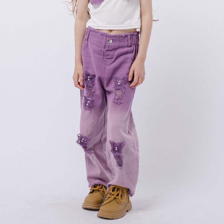 【2点セット】バタフライデザインタンクトップ＋グラデーションダメージデニムパンツ | URBAN CHERRY | 詳細画像23 