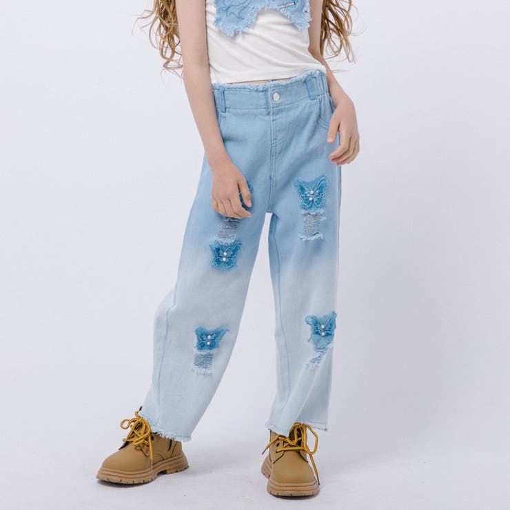 【2点セット】バタフライデザインタンクトップ＋グラデーションダメージデニムパンツ | URBAN CHERRY | 詳細画像27 