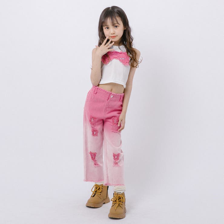 【2点セット】バタフライデザインタンクトップ＋グラデーションダメージデニムパンツ | URBAN CHERRY | 詳細画像30 
