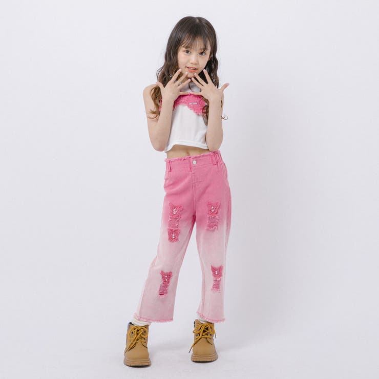 【2点セット】バタフライデザインタンクトップ＋グラデーションダメージデニムパンツ | URBAN CHERRY | 詳細画像31 