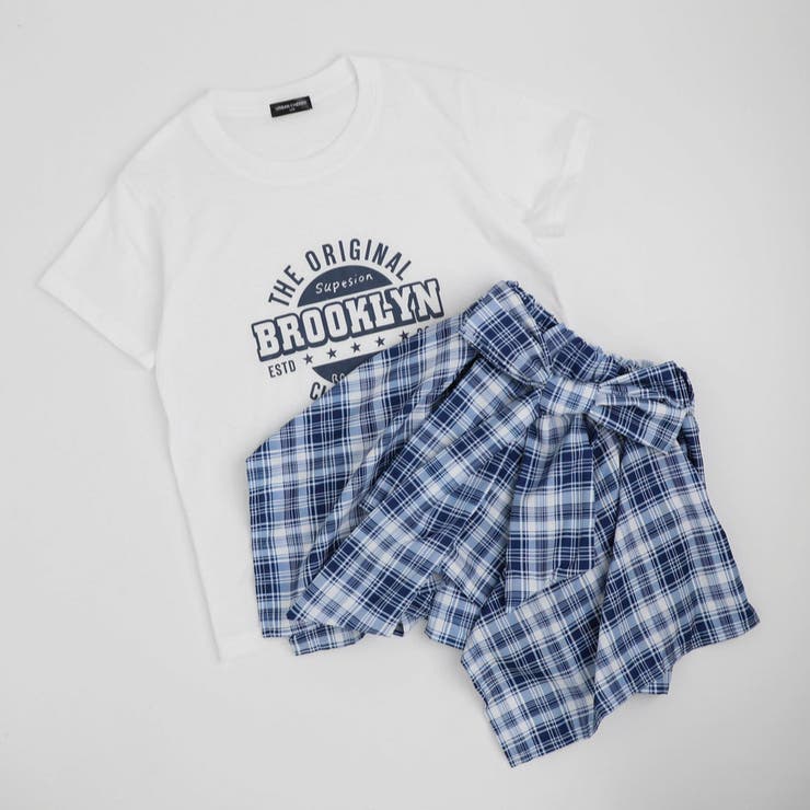 【2点セット】ロゴプリントTシャツ＋巻きシャツ風スカート | URBAN CHERRY | 詳細画像2 