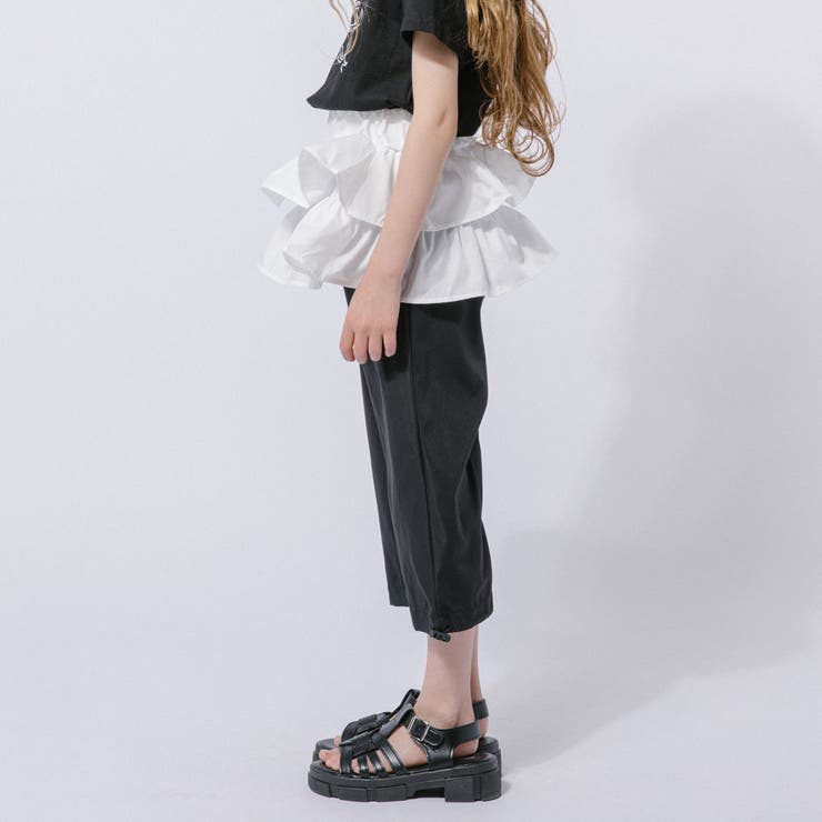 【2点セット】リボンプリントクロップドTシャツ＋フリルドッキングパンツ | URBAN CHERRY | 詳細画像14 