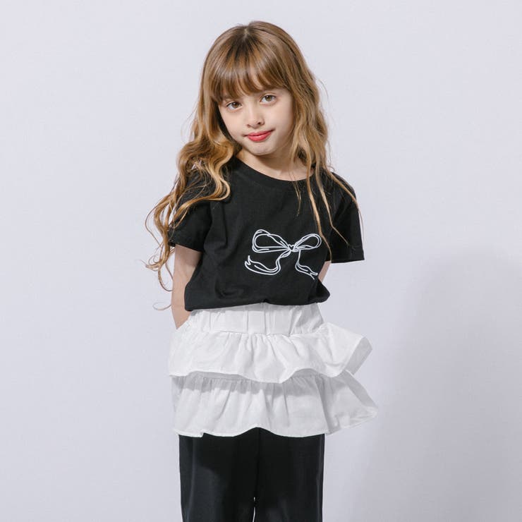 【2点セット】リボンプリントクロップドTシャツ＋フリルドッキングパンツ | URBAN CHERRY | 詳細画像5 