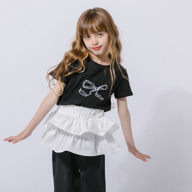 【2点セット】リボンプリントクロップドTシャツ＋フリルドッキングパンツ | URBAN CHERRY | 詳細画像7 