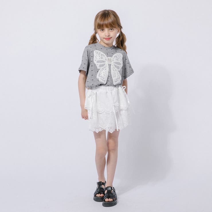 【2点セット】レースリボンミニドットTシャツ＋レーススカート | URBAN CHERRY | 詳細画像15 