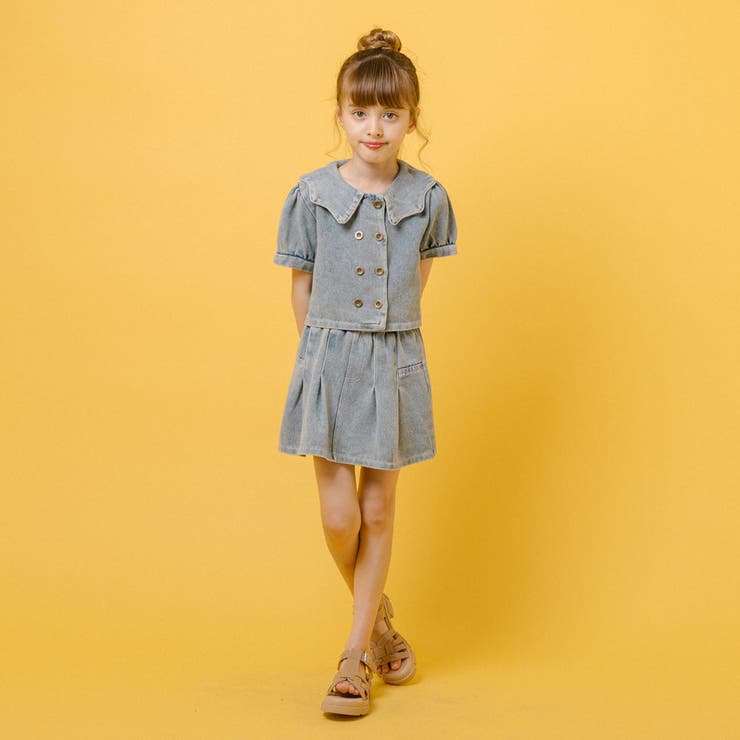 【2点セット】デニムスカラップカラートップス＋プリーツスカート | URBAN CHERRY | 詳細画像3 