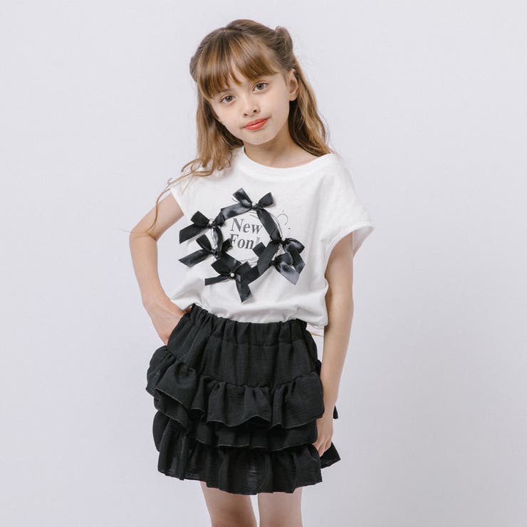 【2点セット】パールリボンフレンチスリーブTシャツ＋ティアードスカート | URBAN CHERRY | 詳細画像23 