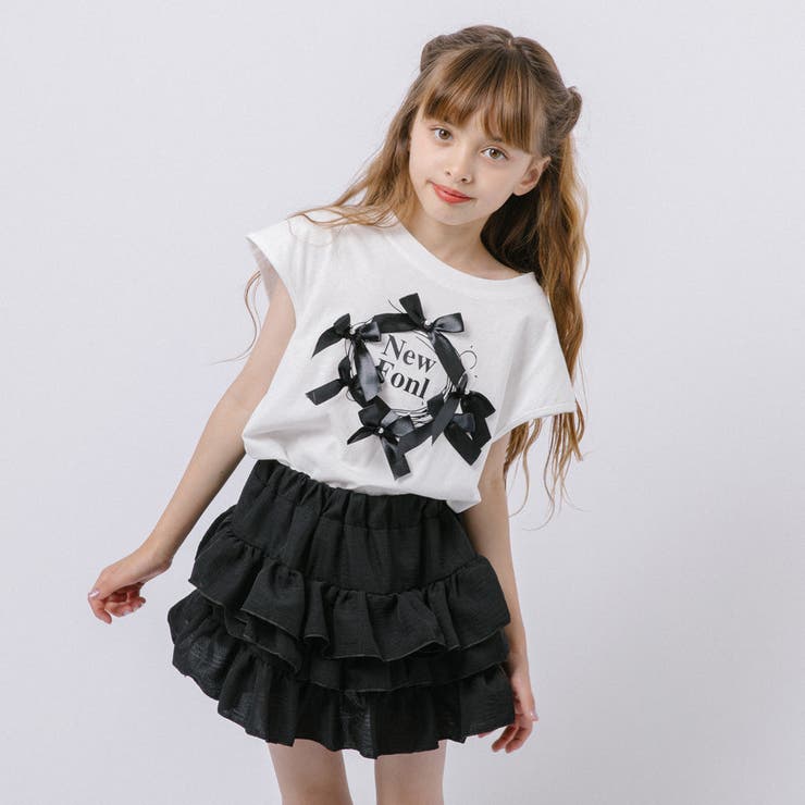 【2点セット】パールリボンフレンチスリーブTシャツ＋ティアードスカート | URBAN CHERRY | 詳細画像24 