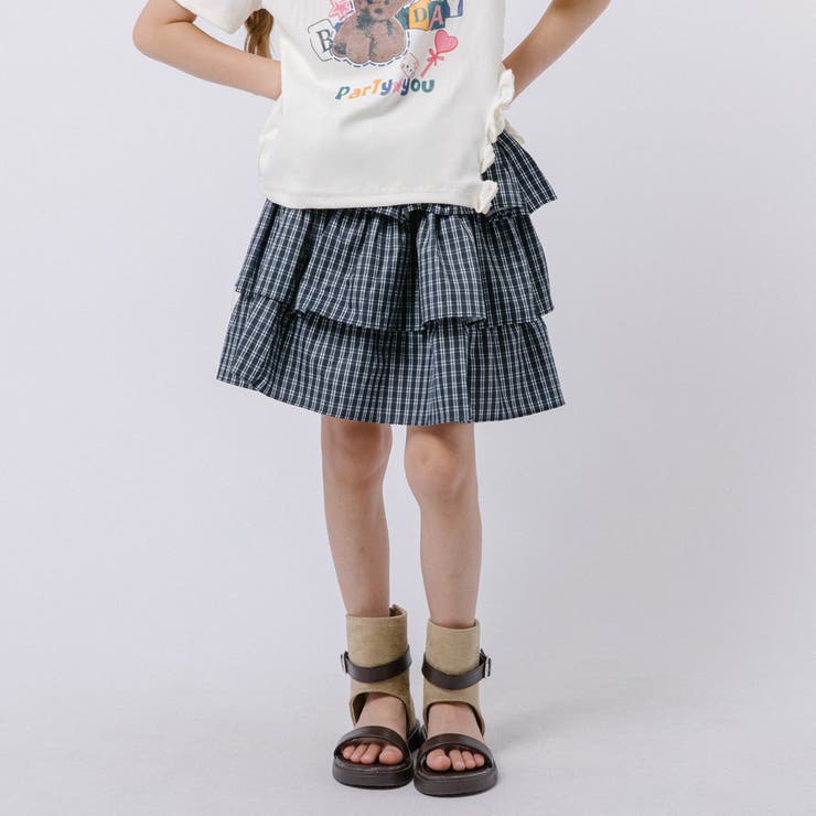 【2点セット】サイドスリットプリントTシャツ＋チェックティアードスカート | URBAN CHERRY | 詳細画像12 