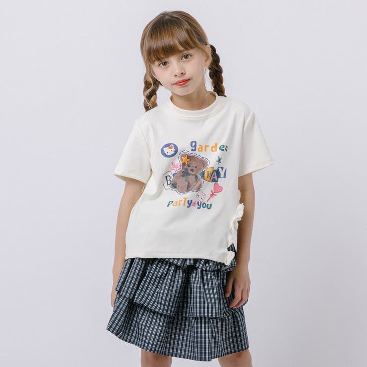 【2点セット】サイドスリットプリントTシャツ＋チェックティアードスカート | URBAN CHERRY | 詳細画像3 