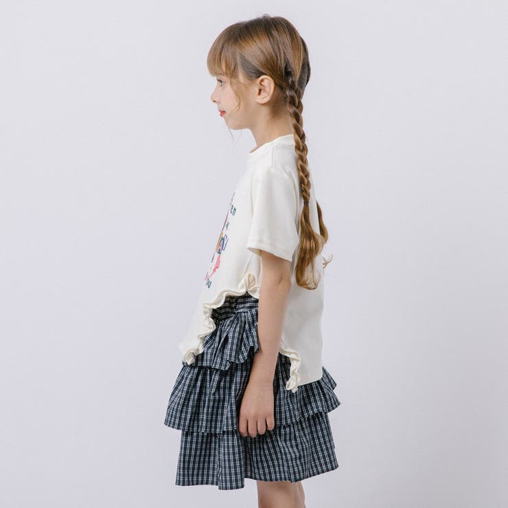 【2点セット】サイドスリットプリントTシャツ＋チェックティアードスカート | URBAN CHERRY | 詳細画像6 