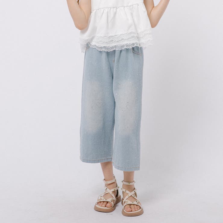 【2点セット】ノースリーブレースペプラムトップス＋デニムパンツ | URBAN CHERRY | 詳細画像12 