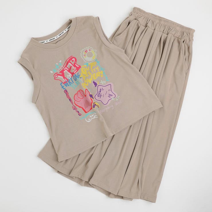 【2点セット】ペイントライクプリントノースリーブトップス＋リラックスパンツ | URBAN CHERRY | 詳細画像4 