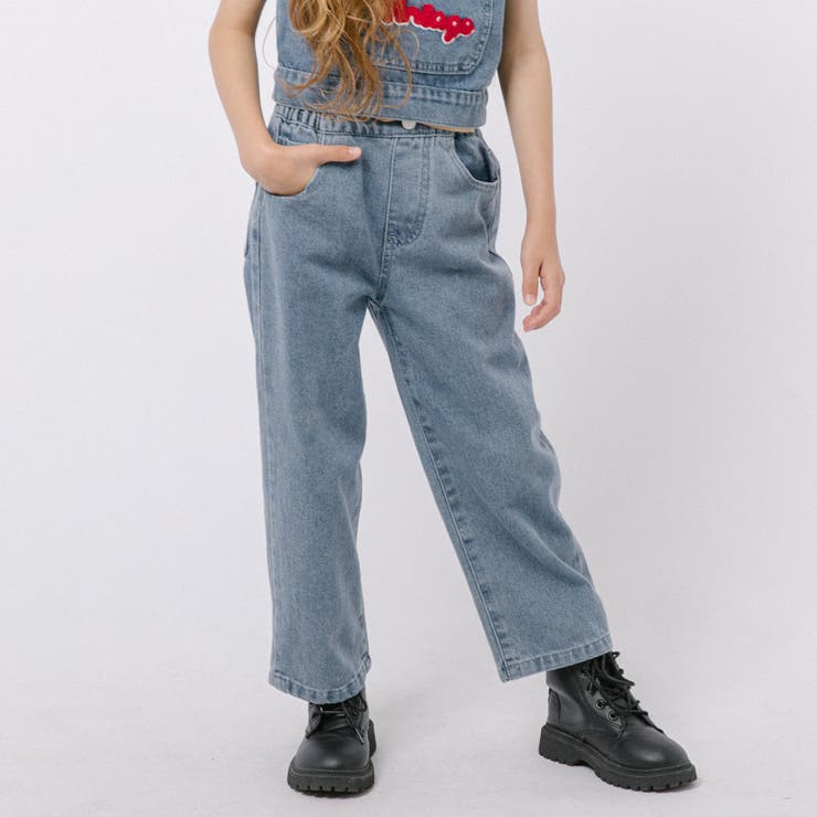 【2点セット】フロッキーロゴデザインデニムビスチェ＋ストレートパンツ | URBAN CHERRY | 詳細画像11 