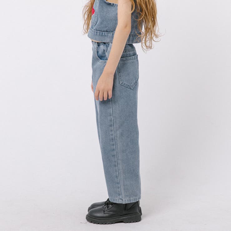 【2点セット】フロッキーロゴデザインデニムビスチェ＋ストレートパンツ | URBAN CHERRY | 詳細画像12 