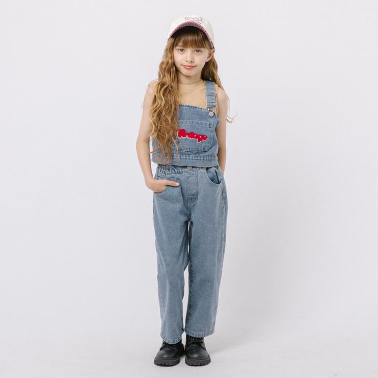 【2点セット】フロッキーロゴデザインデニムビスチェ＋ストレートパンツ | URBAN CHERRY | 詳細画像14 