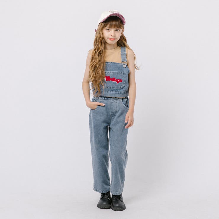 【2点セット】フロッキーロゴデザインデニムビスチェ＋ストレートパンツ | URBAN CHERRY | 詳細画像15 
