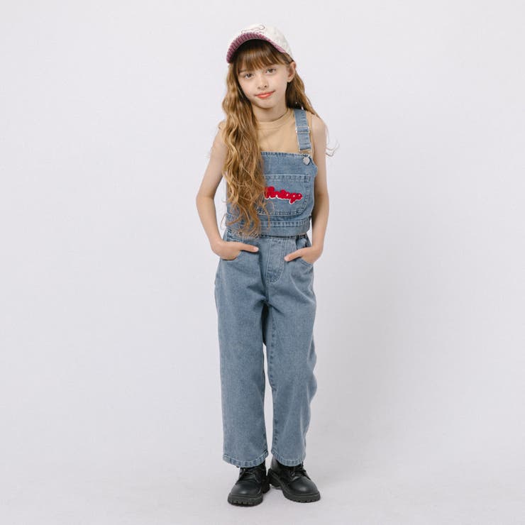 【2点セット】フロッキーロゴデザインデニムビスチェ＋ストレートパンツ | URBAN CHERRY | 詳細画像3 