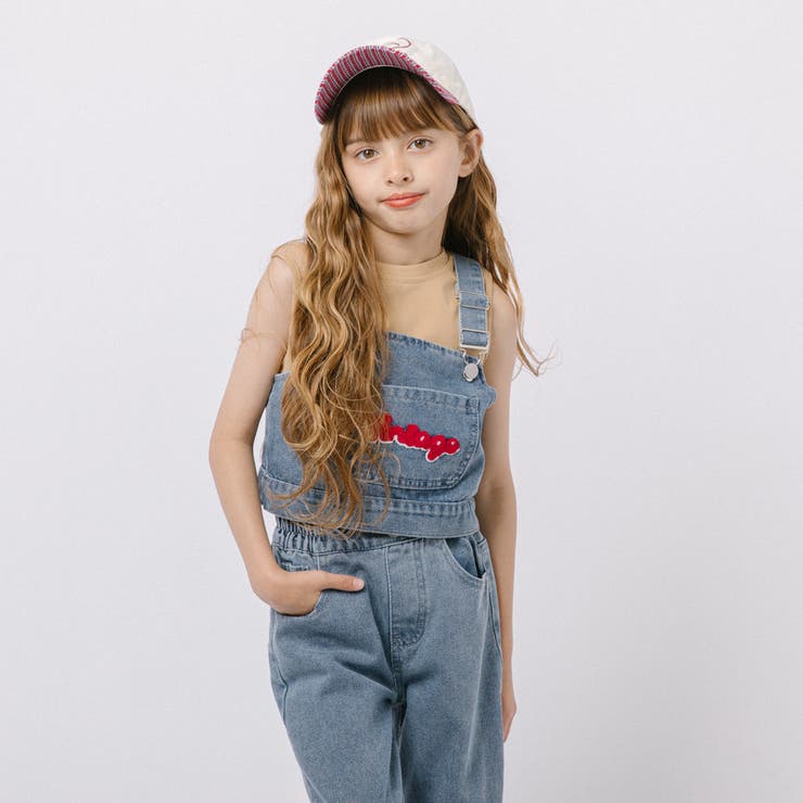 【2点セット】フロッキーロゴデザインデニムビスチェ＋ストレートパンツ | URBAN CHERRY | 詳細画像9 