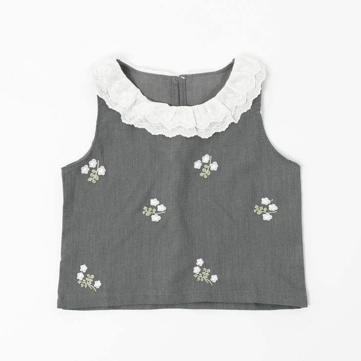 【2点セット】レースカラーフラワー刺繍トップス＋プリーツスカート | URBAN CHERRY | 詳細画像4 