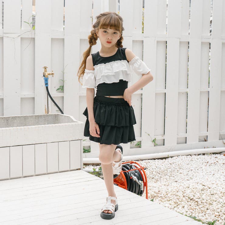 【セパレート2点セット】オープンショルダードッキングフリルトップス＋フリルフレア… | URBAN CHERRY | 詳細画像3 