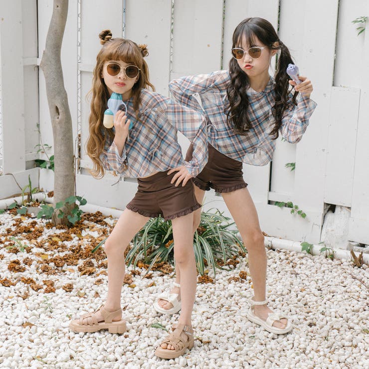 【セパレート3点セット】チェックシアートップス＋ギャザーキャミトップス＋フリルパ… | URBAN CHERRY | 詳細画像30 