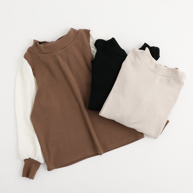 【伸縮性・保温性バツグン】シフォンドッキングバックリボンリブトップス | URBAN CHERRY | 詳細画像2 