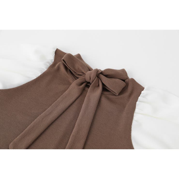 【伸縮性・保温性バツグン】シフォンドッキングバックリボンリブトップス | URBAN CHERRY | 詳細画像22 