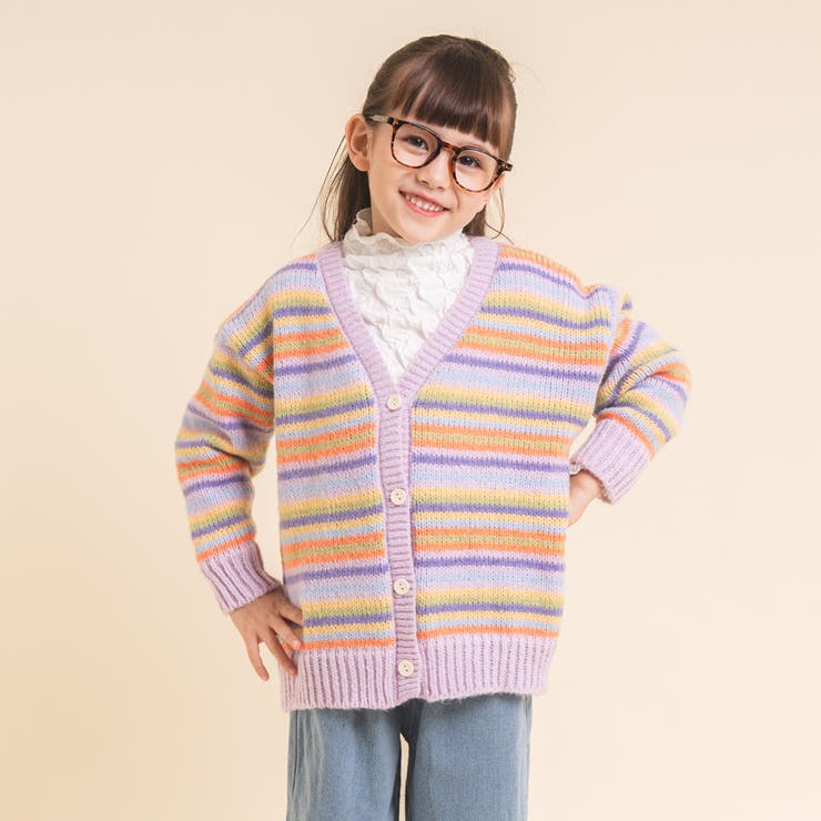 【SONIA】(46) マルチカラー 総柄 ボーダー ニット カーディガン SONIA】(46) マルチカラー 総柄 ボーダー ニット カーディガンの通販‬‬