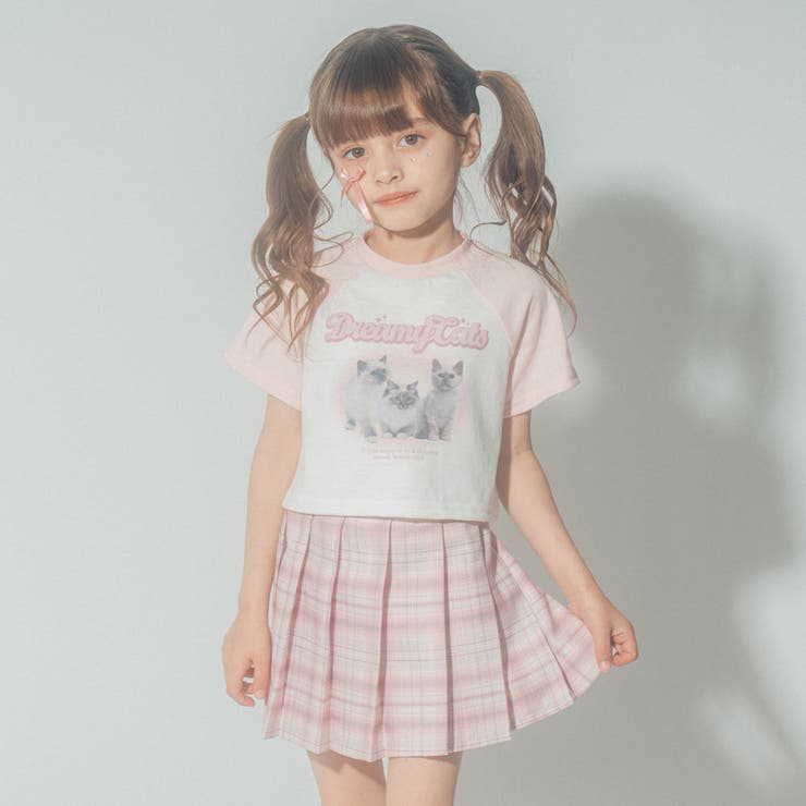 吸水速乾】キャットプリントクロップドTシャツ[品番
