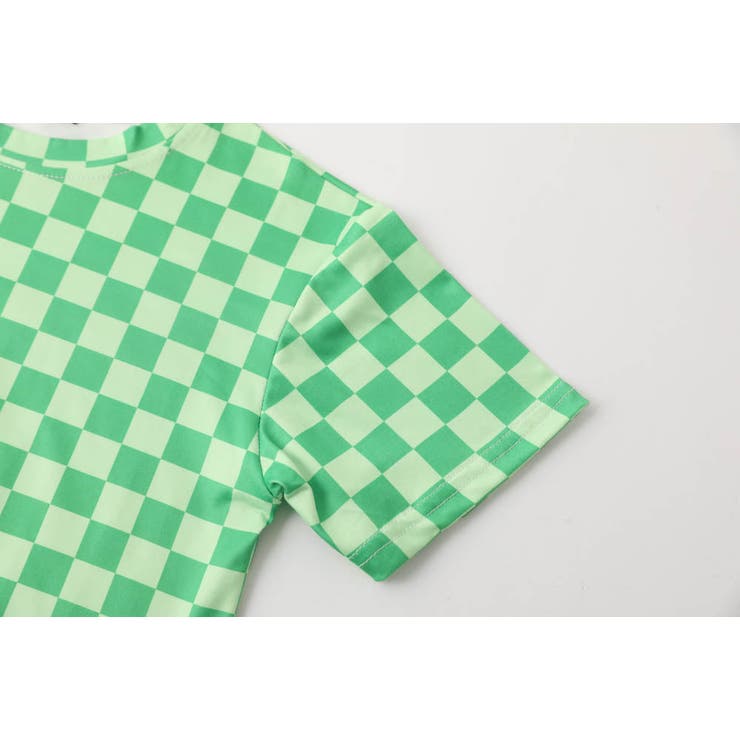 ウォンカ　緑チェック　オーダー ブロックチェックデザインオーバーサイズTシャツ[品番