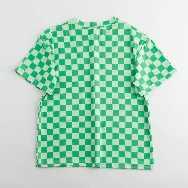 ブロックチェックデザインオーバーサイズTシャツ[品番
