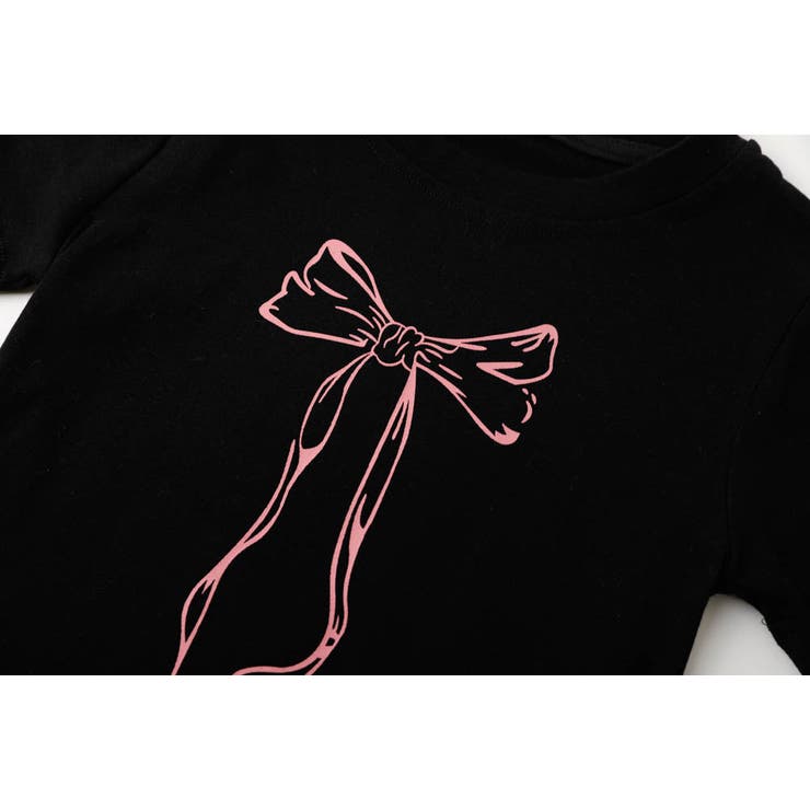 クロップドイラストリボンプリントTシャツ[品番：VINK0002808]｜URBAN