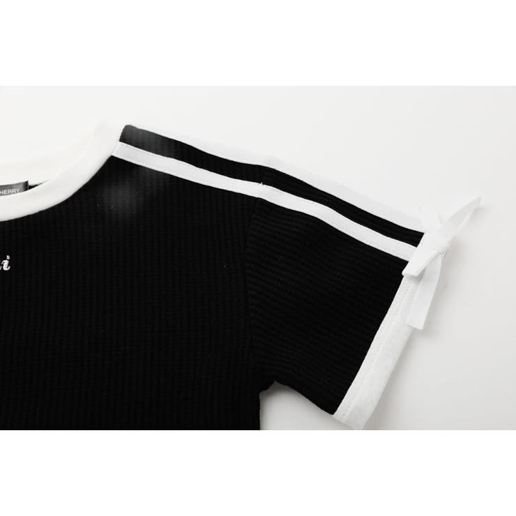 さらっと触感】ワッフルリボンラインクロップドTシャツ[品番