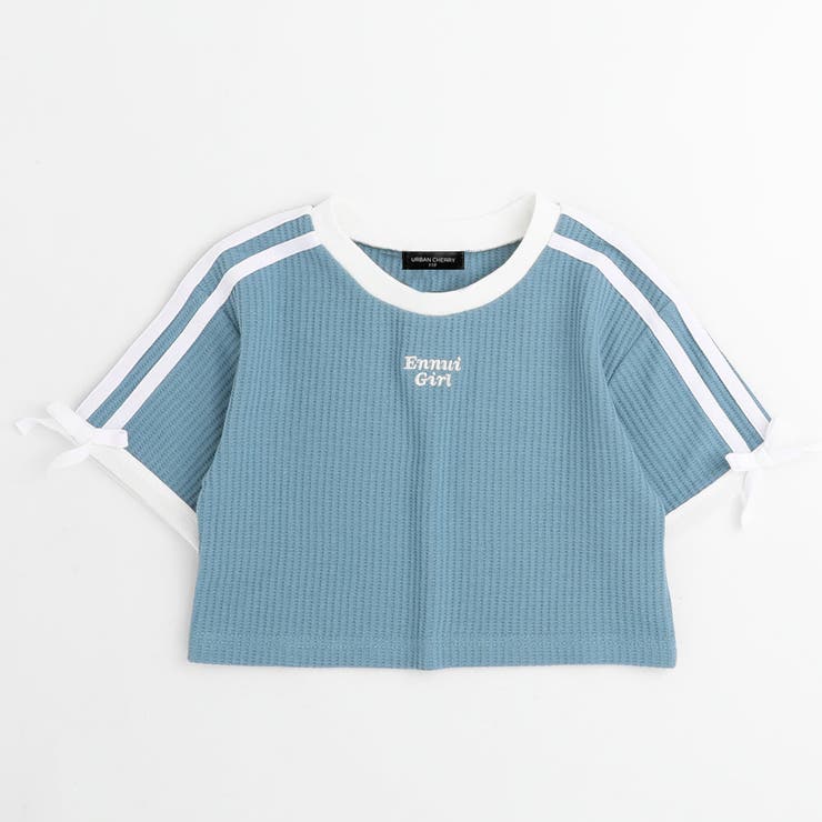 さらっと触感】ワッフルリボンラインクロップドTシャツ[品番