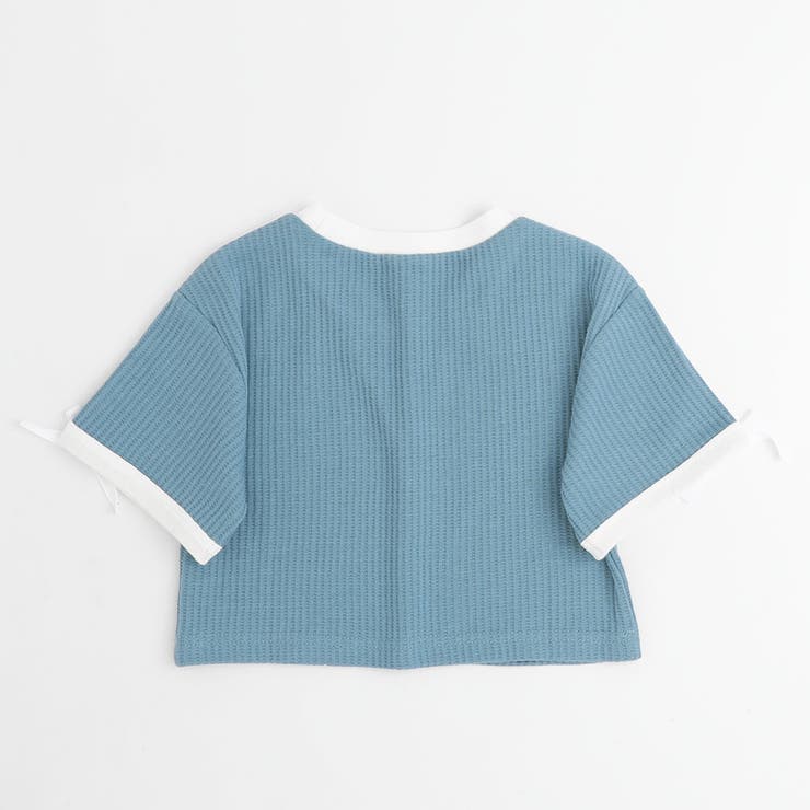 さらっと触感】ワッフルリボンラインクロップドTシャツ[品番