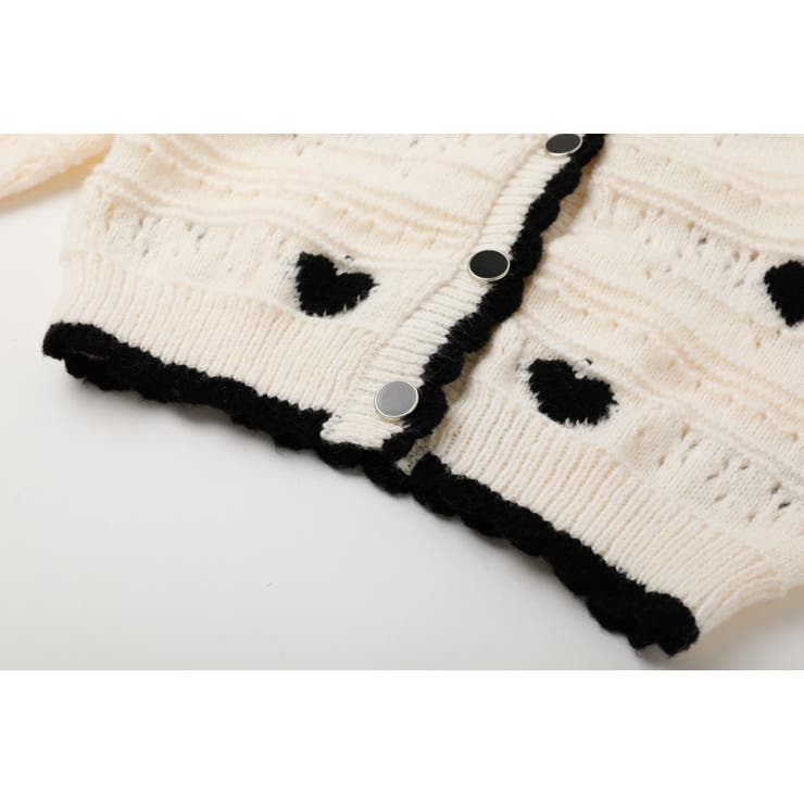 ネックスカラップハートデザインニットカーディガン[品番