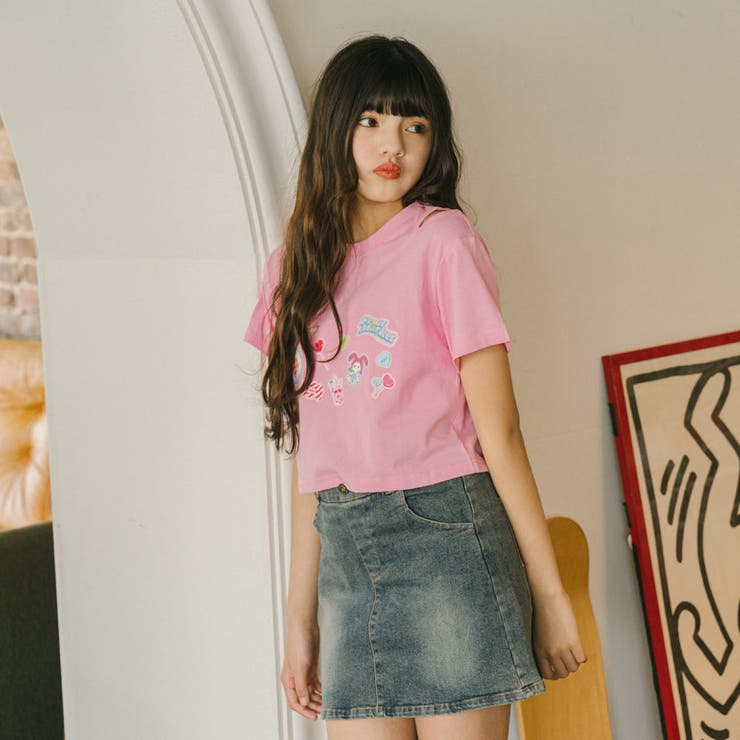 ポッププリントカットデザインネックTシャツ | URBAN CHERRY | 詳細画像40 