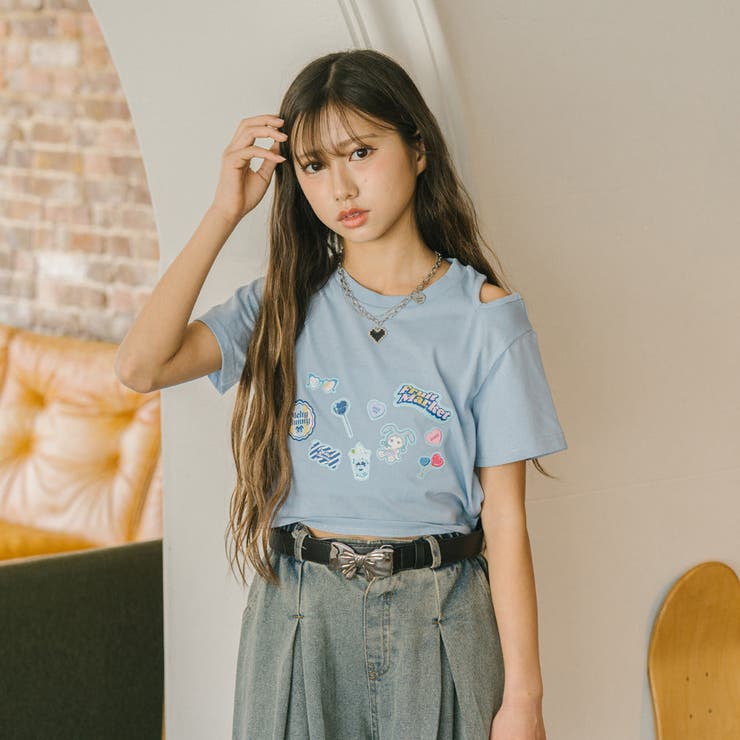 ポッププリントカットデザインネックTシャツ | URBAN CHERRY | 詳細画像42 