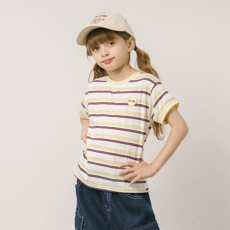 ワンポイントハートロゴマルチボーダーTシャツ | URBAN CHERRY | 詳細画像3 