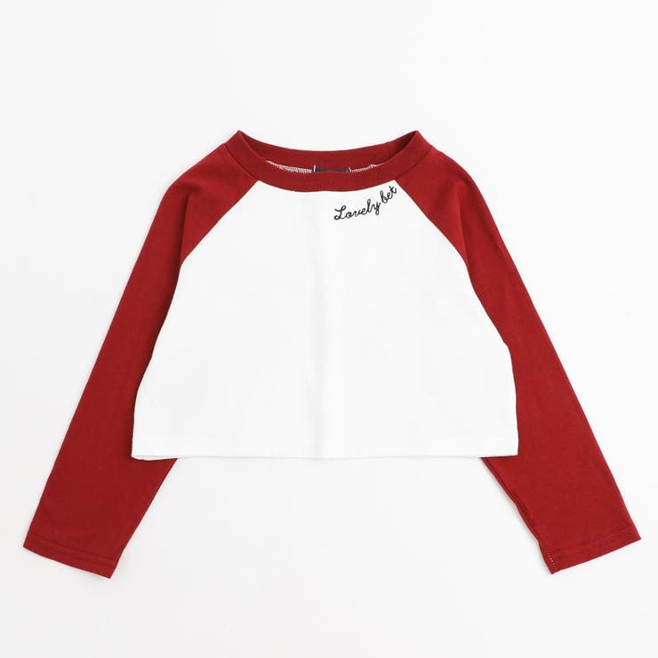 綿100%】発泡ロゴプリントクロップド丈ラグランロンT[品番