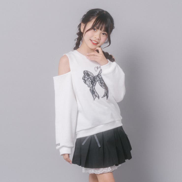 【CHIPIE/シピ】レースリボン刺繍カットショルダートレーナー | URBAN CHERRY | 詳細画像12 