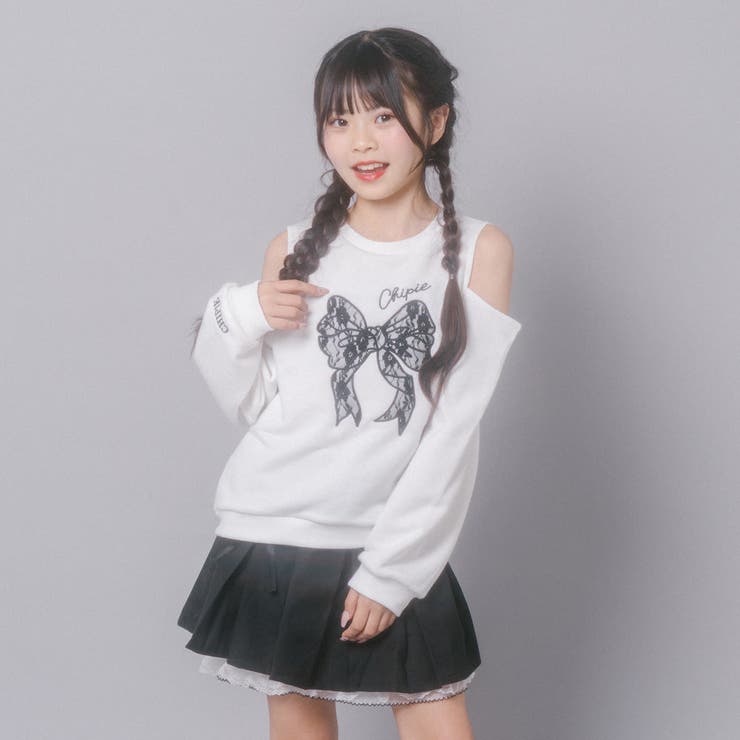 【CHIPIE/シピ】レースリボン刺繍カットショルダートレーナー | URBAN CHERRY | 詳細画像3 