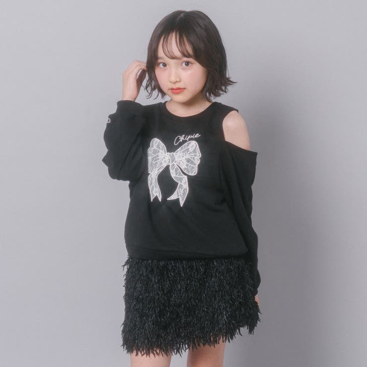 【CHIPIE/シピ】レースリボン刺繍カットショルダートレーナー | URBAN CHERRY | 詳細画像5 