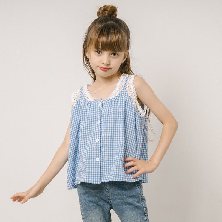 ギンガムチェックフロントリボンノースリーブトップス | URBAN CHERRY | 詳細画像8 